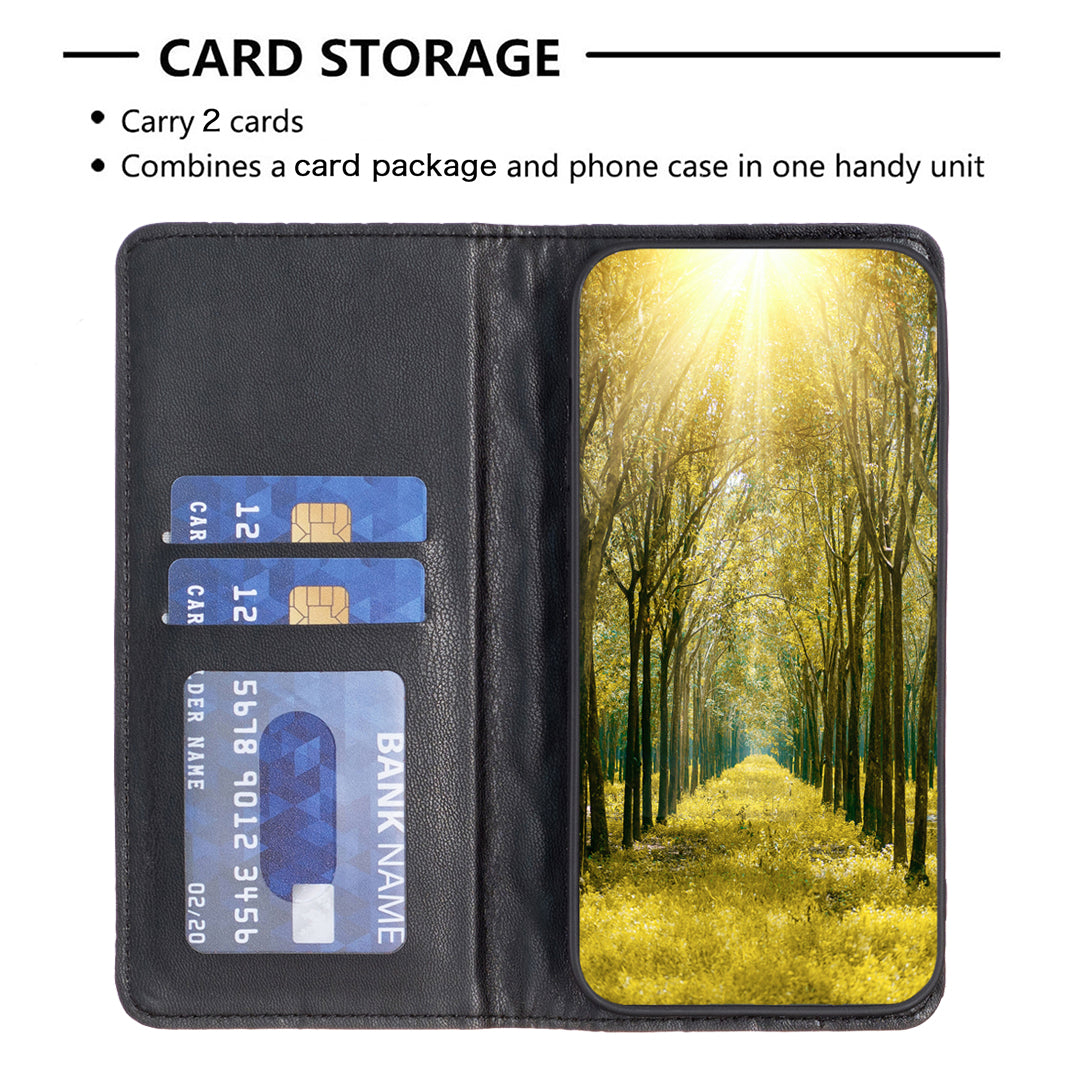 BINFEN COLOR BF Style-16 For Samsung Galaxy A06 Case Card Slots Rhombus Leather Cover - Black