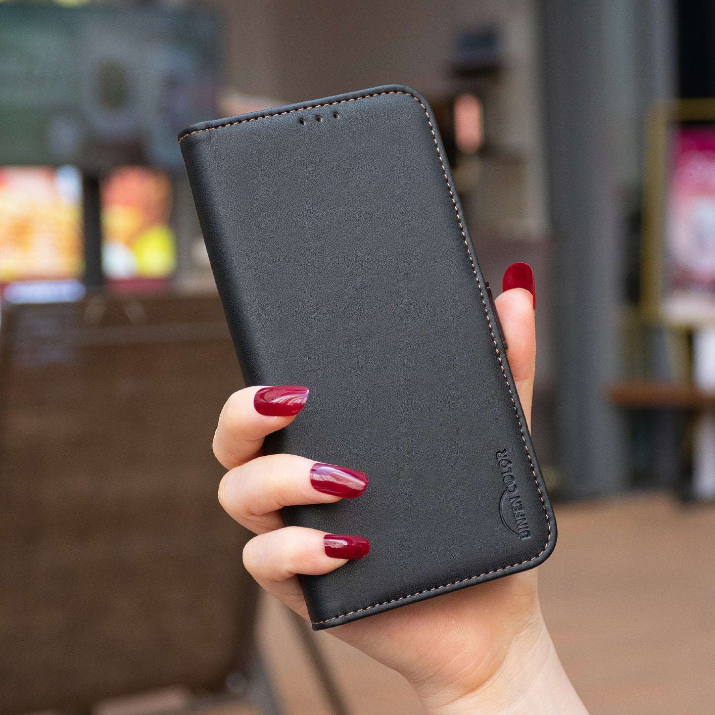BINFEN COLOR BF31 For Samsung Galaxy A06 Case PU Leather Flip Folio Phone Wallet Cover - Black