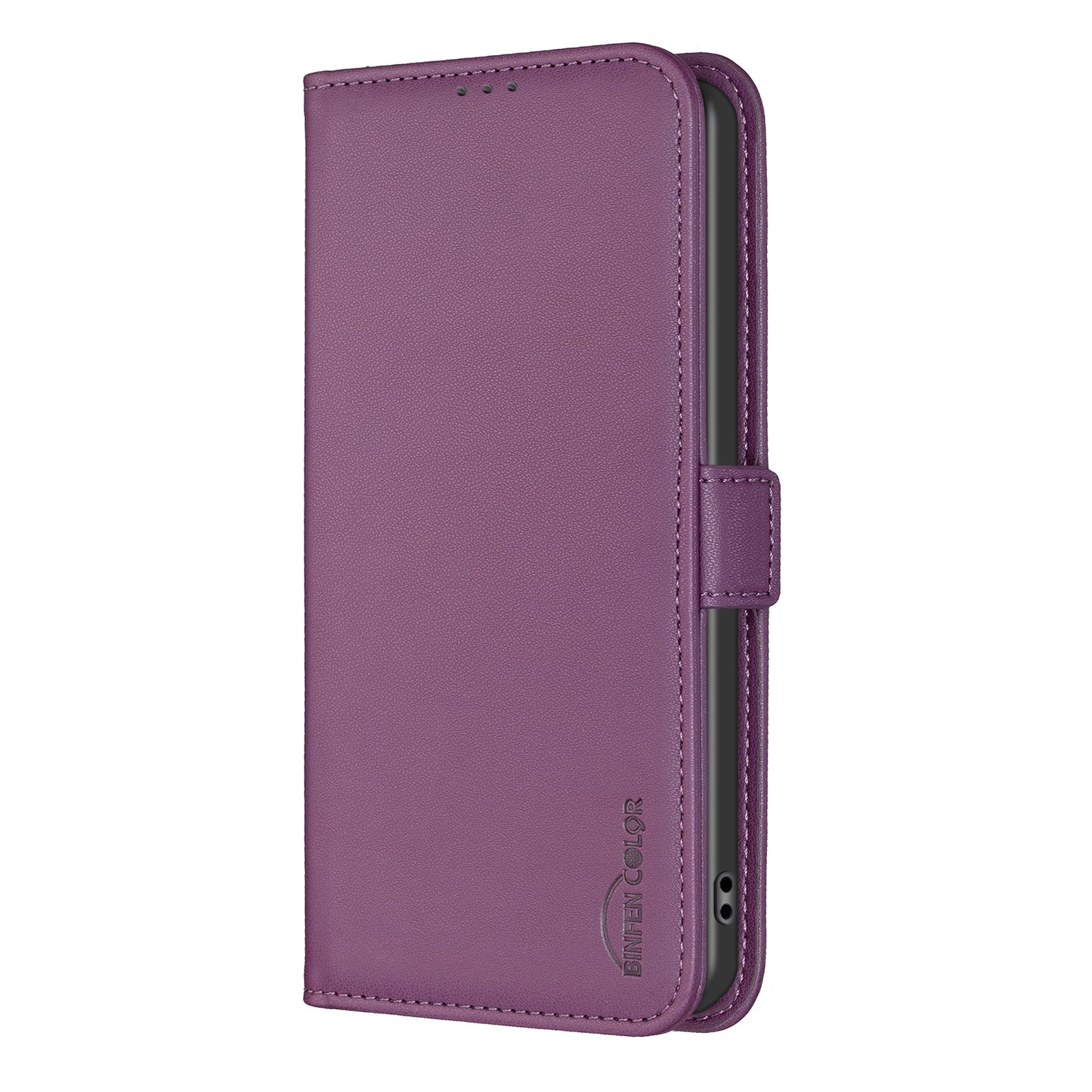 BINFEN COLOR BF31 For Samsung Galaxy A06 Case PU Leather Flip Folio Phone Wallet Cover - Dark Purple