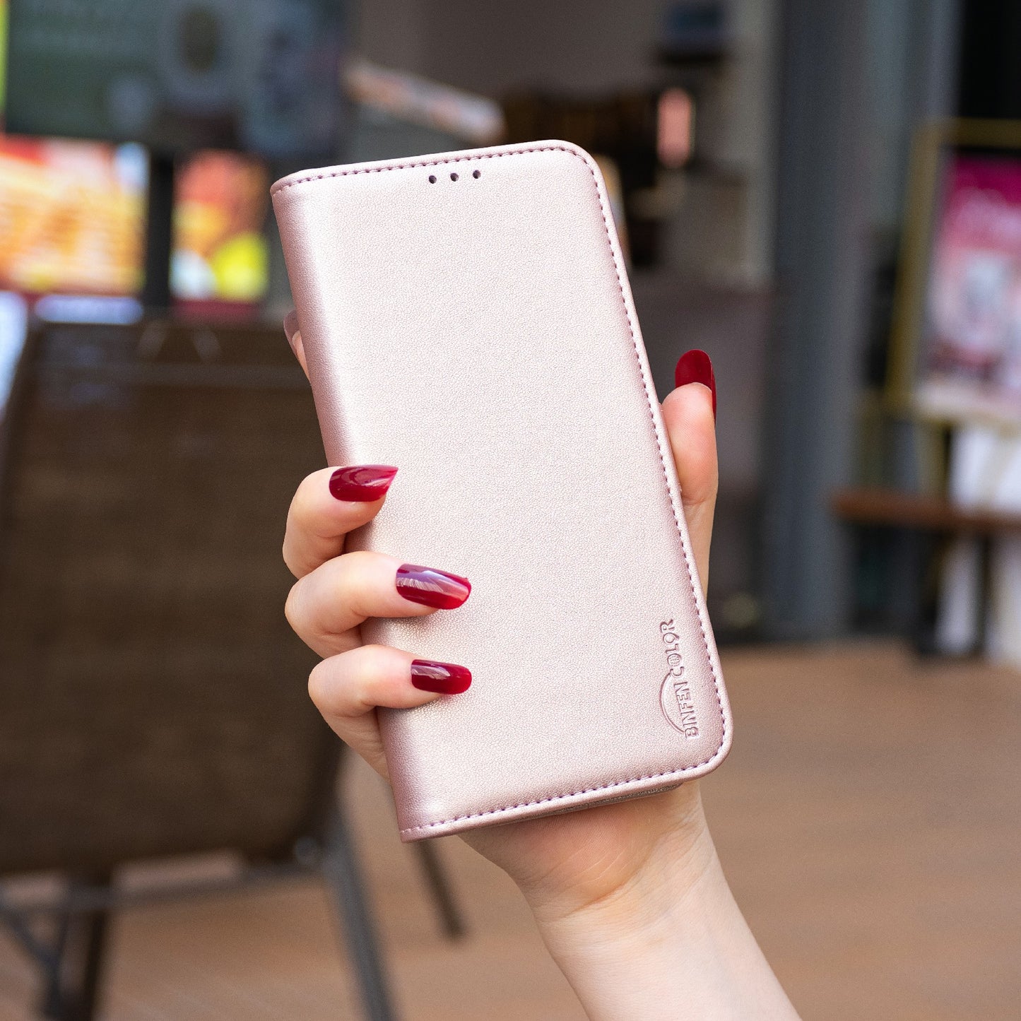 BINFEN COLOR BF31 For Samsung Galaxy A06 Case PU Leather Flip Folio Phone Wallet Cover - Pink
