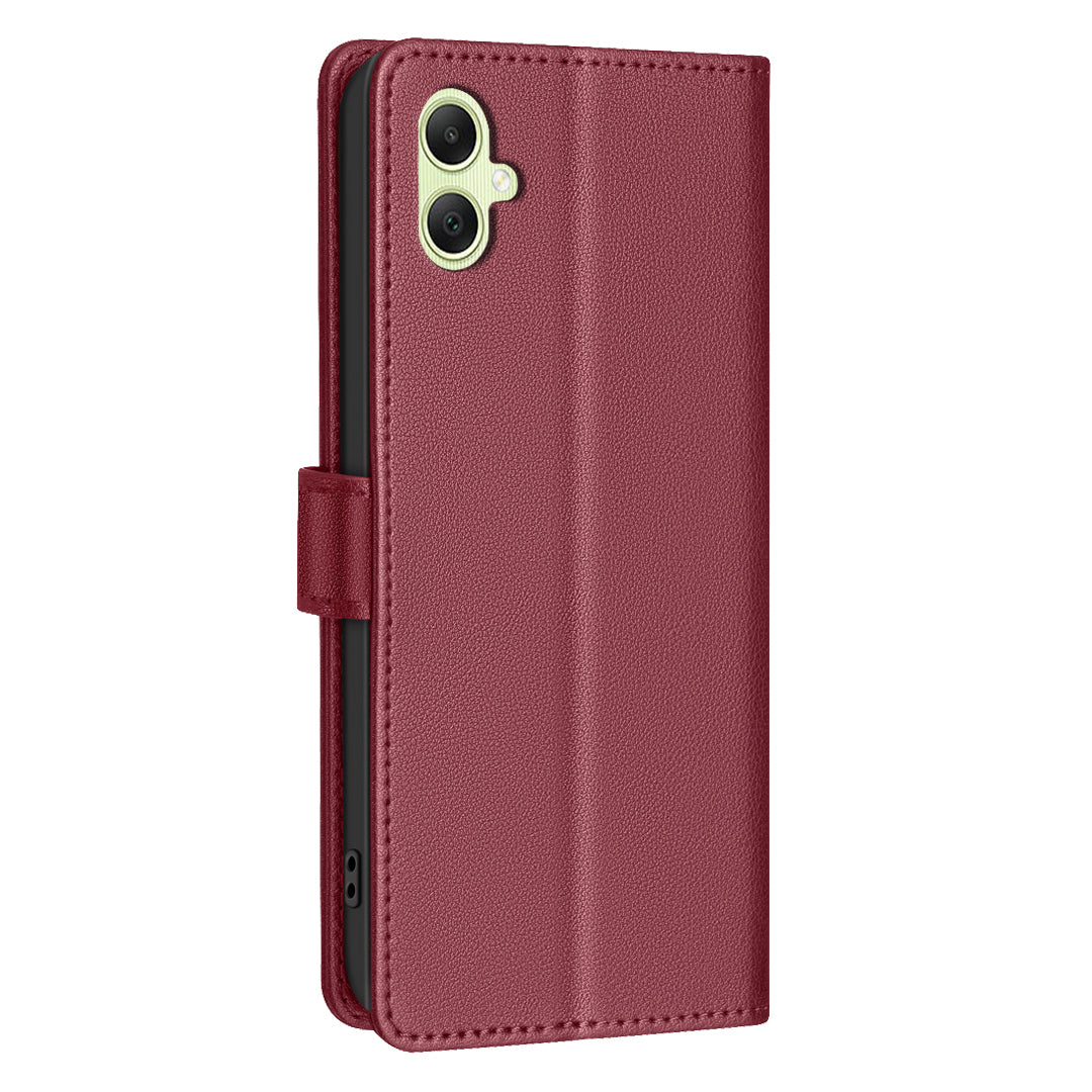 BINFEN COLOR BF32 For Samsung Galaxy A06 Case PU Leather Litchi Texture Phone Cover - Red