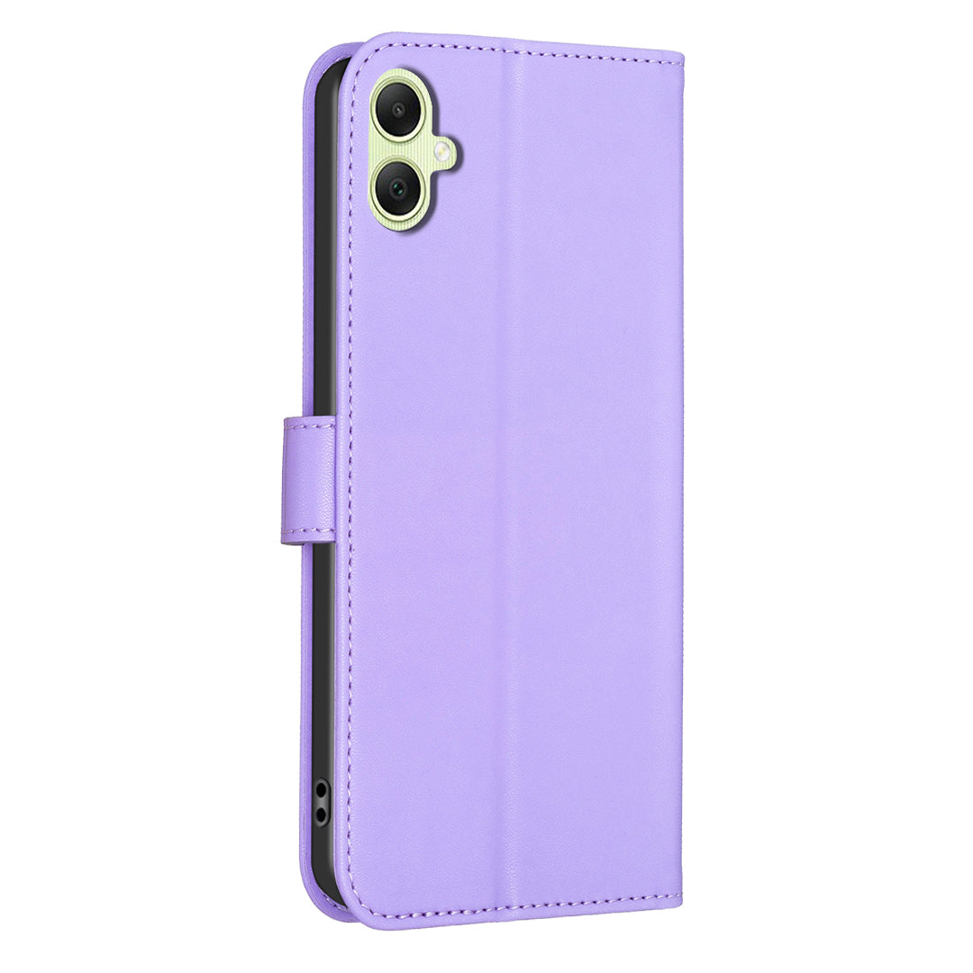 For Samsung Galaxy A06 Case PU Leather Wallet Stand Phone Cover Clover Pattern - Purple