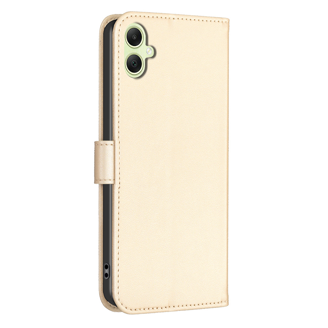 For Samsung Galaxy A06 Case PU Leather Wallet Stand Phone Cover Clover Pattern - Gold