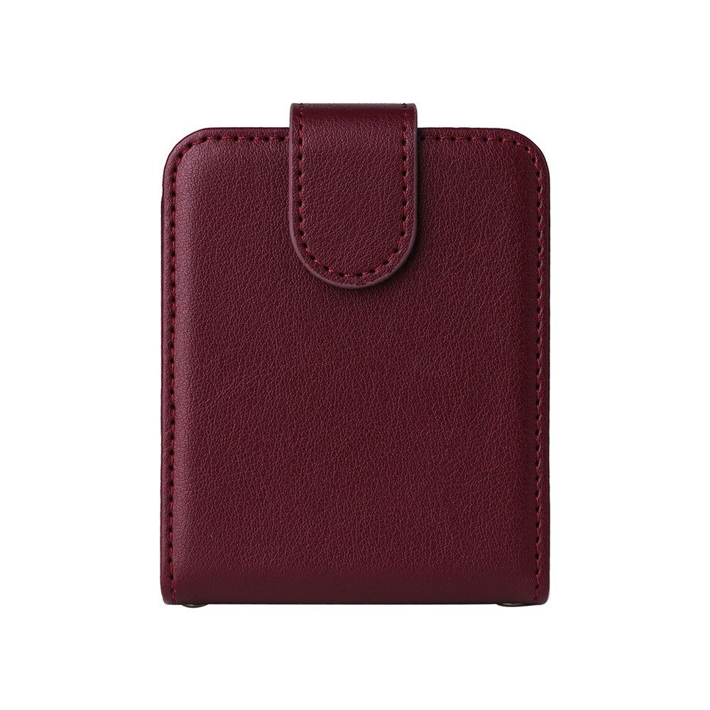 For Samsung Galaxy Z Flip7 FE 5G / Z Flip6 5G Case PU Leather Card Holder Folding Phone Cover - Wine Red