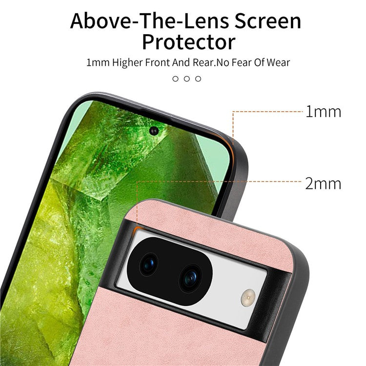 For Google Pixel 8a Leather Back Case Compatible with MagSafe Skin-touch Phone Cover - Black