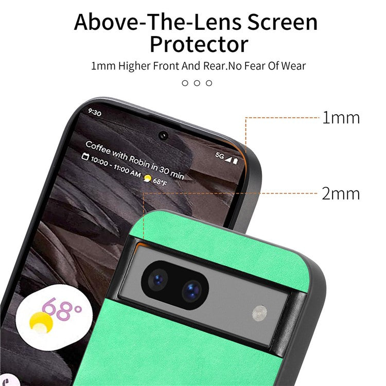 For Google Pixel 7a Leather Back Case Compatible with MagSafe Skin-Touch Phone Cover - Green