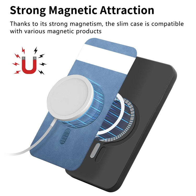 For Google Pixel 7a Leather Back Case Compatible with MagSafe Skin-Touch Phone Cover - Green