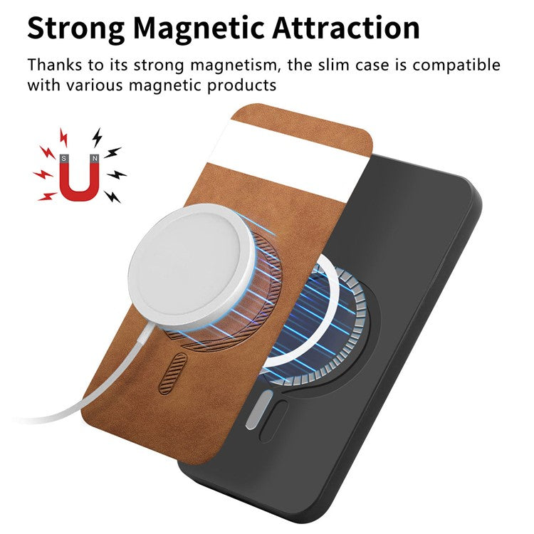 For Google Pixel 7a Leather Back Case Compatible with MagSafe Skin-touch Phone Cover - Pink