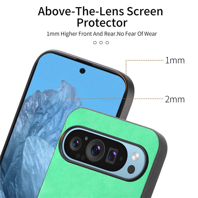 For Google Pixel 9 Pro / Pixel 9 Leather Back Case Compatible with MagSafe Skin-Touch Phone Cover - Green