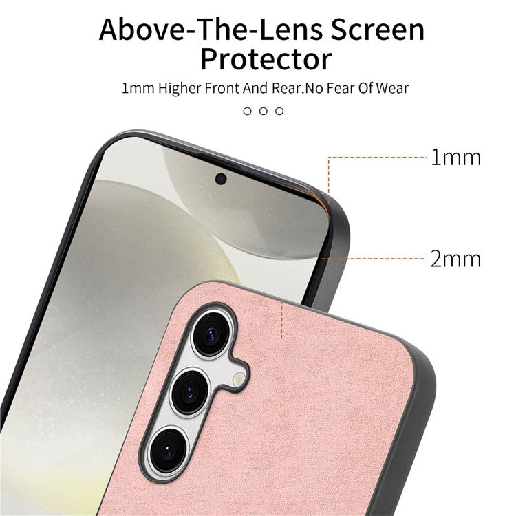 For Samsung Galaxy S24+ Leather Back Case Compatible with MagSafe Skin-touch Phone Cover - Black