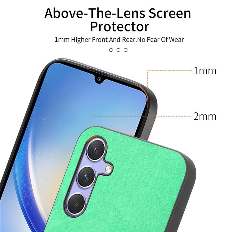 For Samsung Galaxy A34 5G Leather Back Case Compatible with MagSafe Skin-Touch Phone Cover - Green