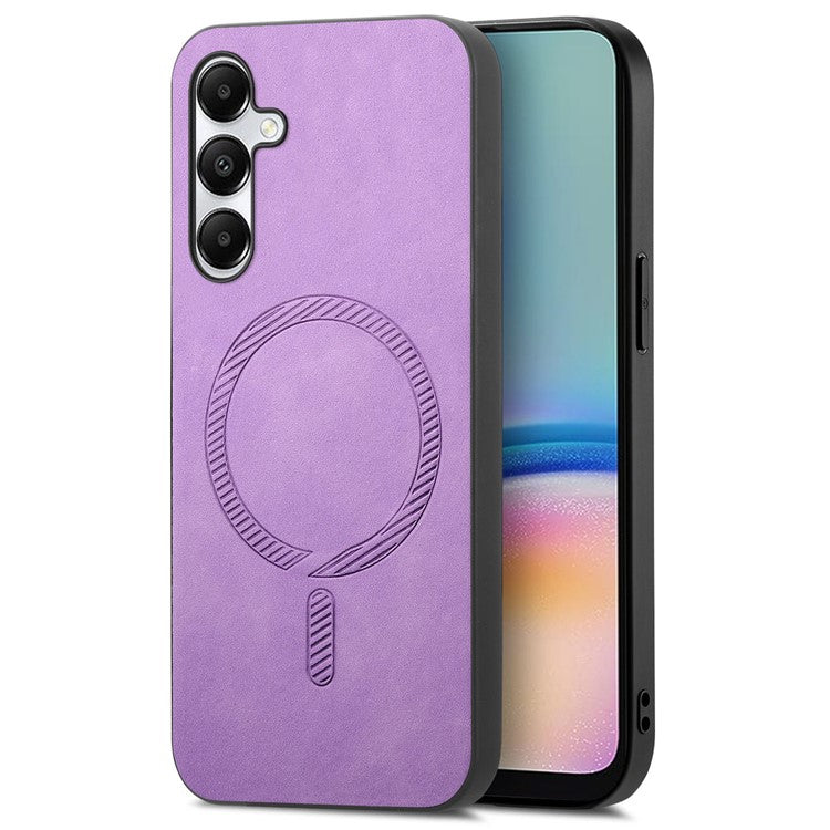 For Samsung Galaxy A05s 4G Leather Back Case Compatible with MagSafe Skin-touch Phone Cover - Purple