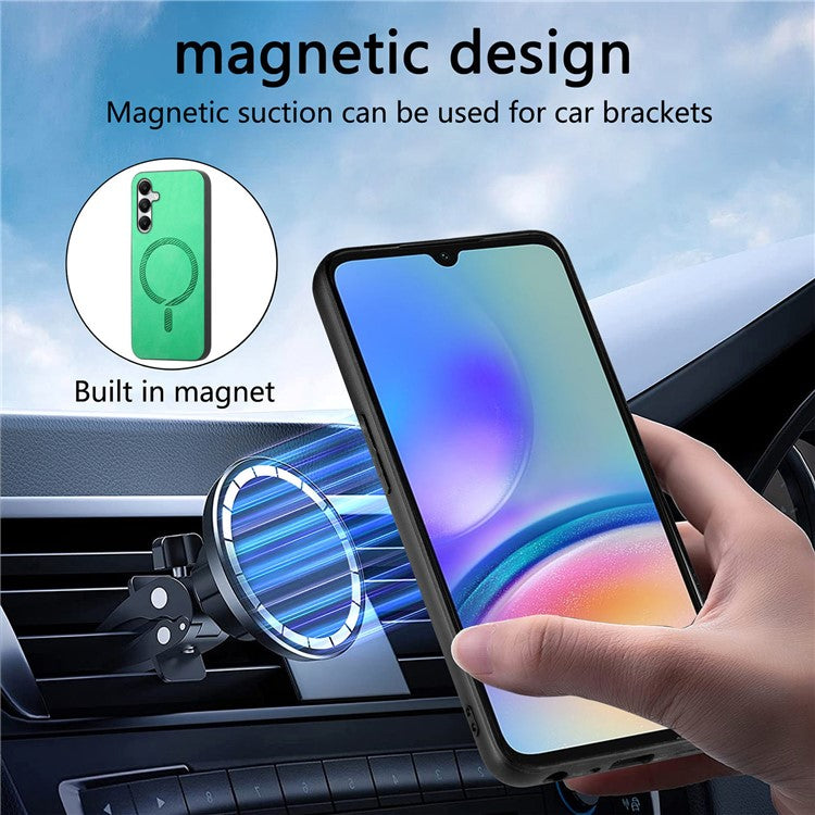For Samsung Galaxy A05s 4G Leather Back Case Compatible with MagSafe Skin-touch Phone Cover - Purple