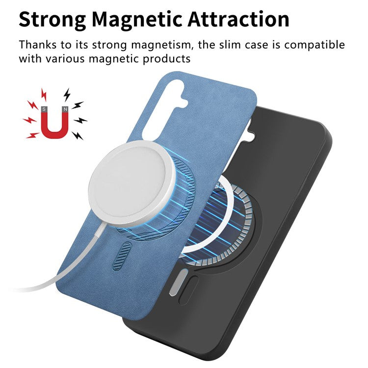 For Samsung Galaxy A05s 4G Leather Back Case Compatible with MagSafe Skin-touch Phone Cover - Purple