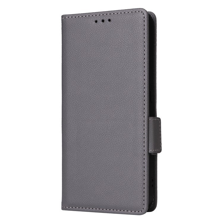 For Samsung Galaxy M35 5G Case with Wrist Strap Litchi Texture PU Leather Wallet Phone Cover - Grey