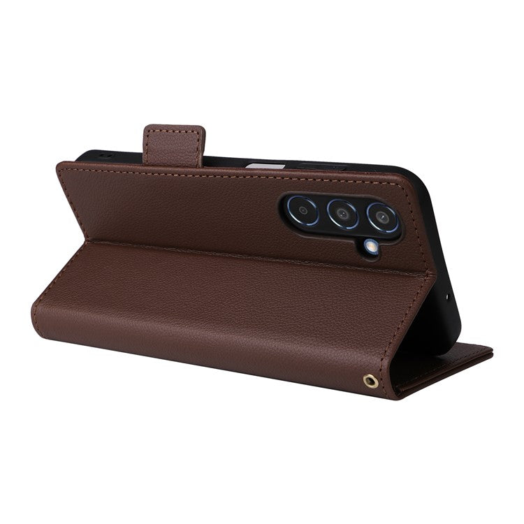 For Samsung Galaxy M35 5G Case PU Leather Wallet Stand View Phone Cover - Brown