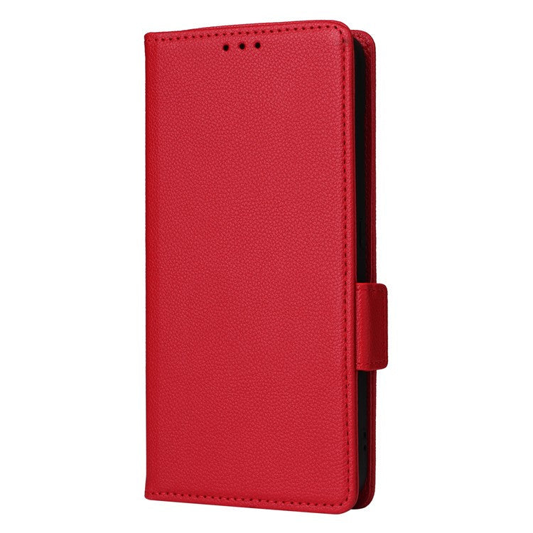 For Samsung Galaxy M35 5G Case with Wrist Strap Litchi Texture PU Leather Wallet Phone Cover - Red