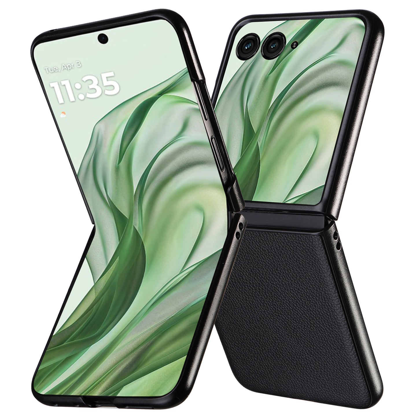 For Motorola Razr 50 Ultra 5G Case Litchi Texture Leather+Hard PC Phone Cover - Black