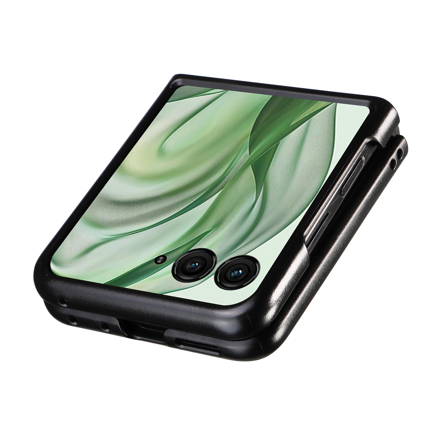 For Motorola Razr 50 Ultra 5G Case Litchi Texture Leather+Hard PC Phone Cover - Black