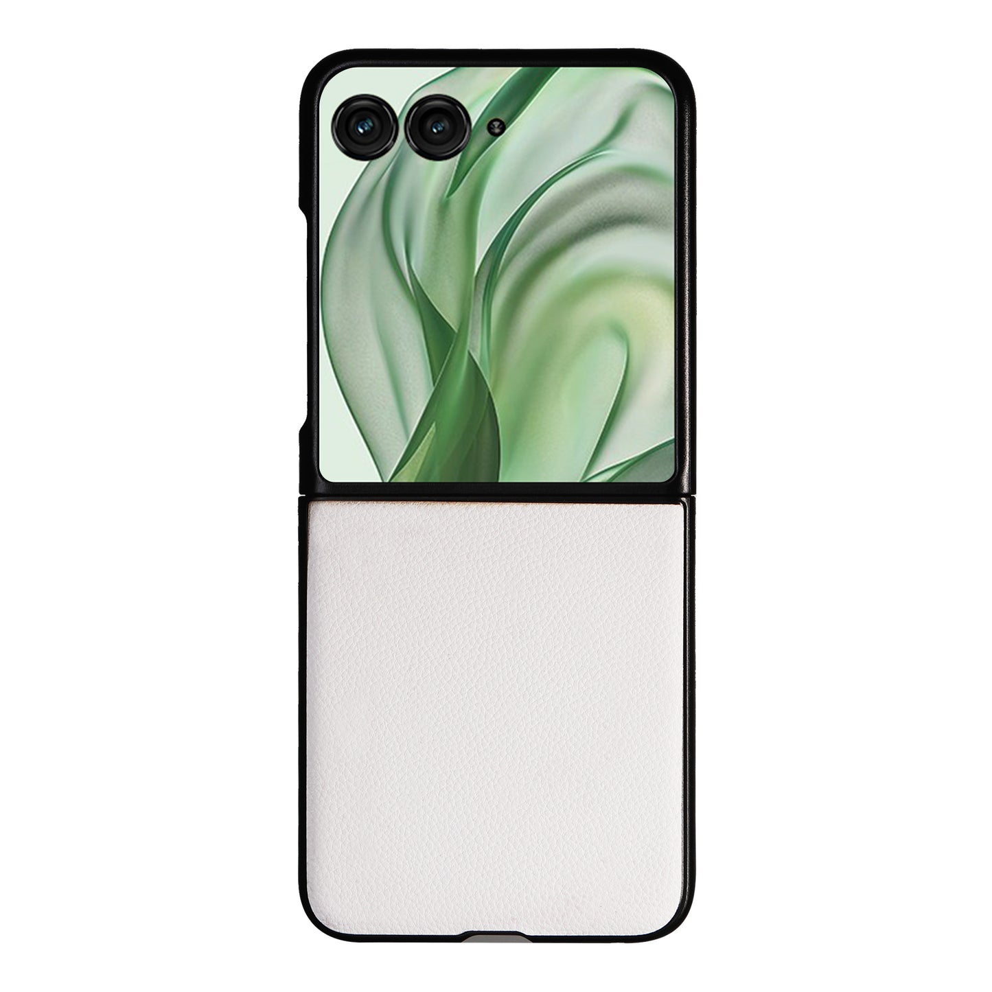 For Motorola Razr 50 Ultra 5G Case Litchi Texture Leather+Hard PC Phone Cover - White