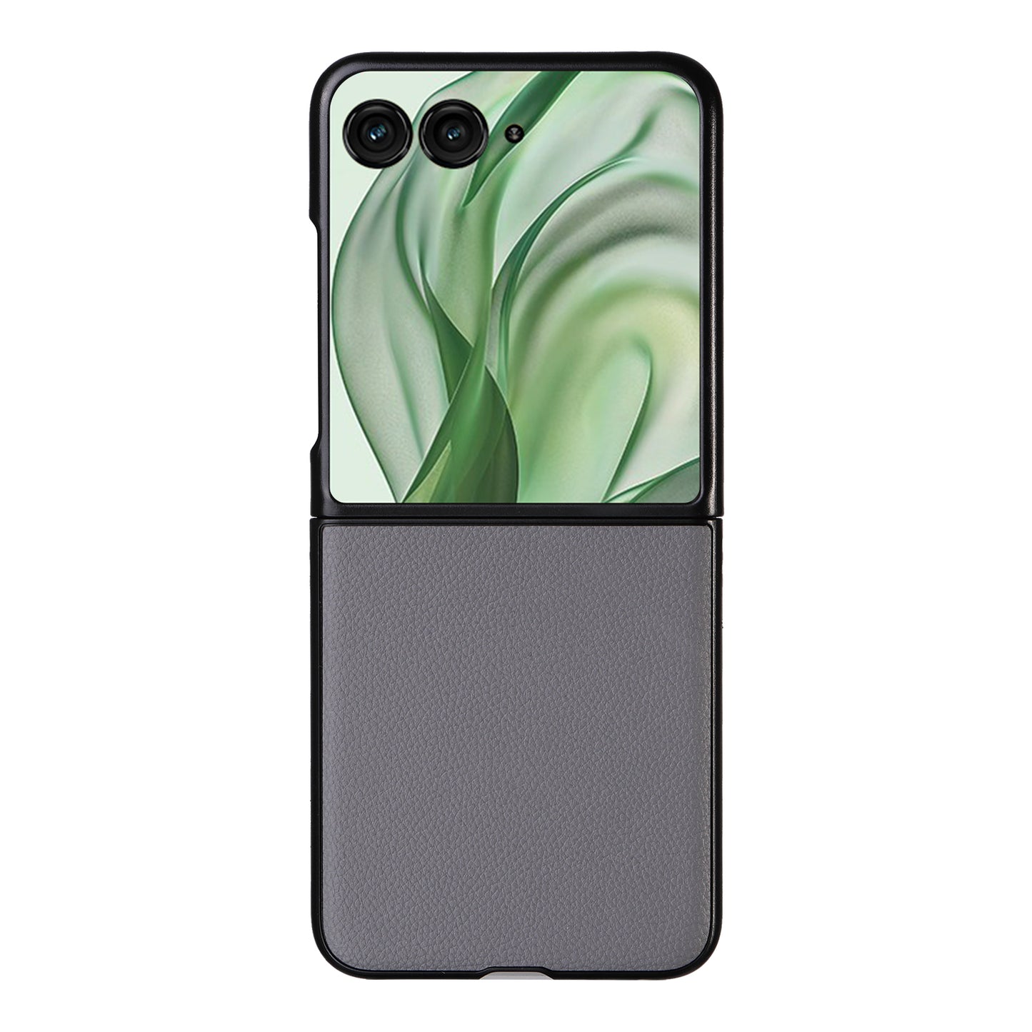 For Motorola Razr 50 Ultra 5G Case Litchi Texture Leather+Hard PC Phone Cover - Grey