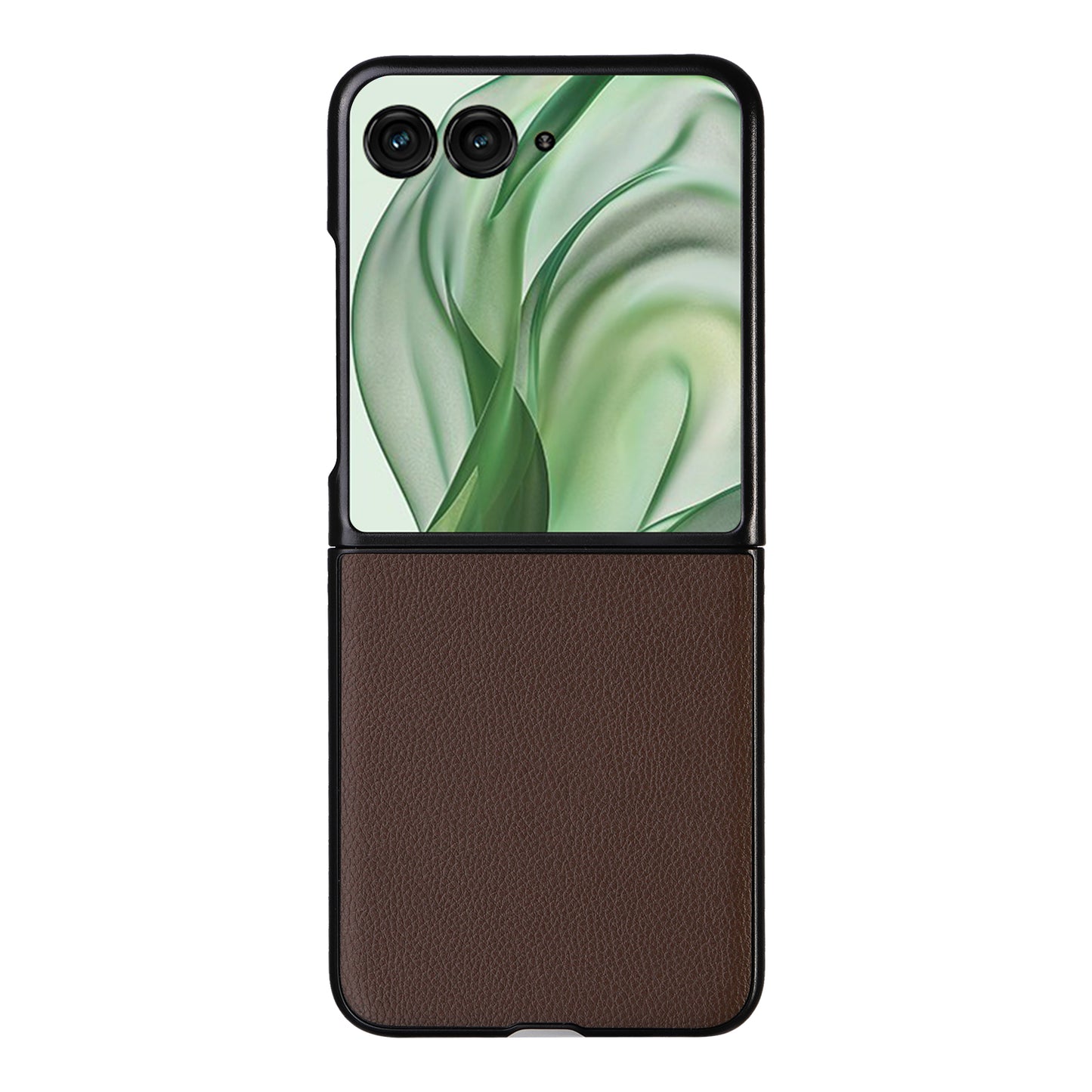 For Motorola Razr 50 Ultra 5G Case Litchi Texture Leather+Hard PC Phone Cover - Brown