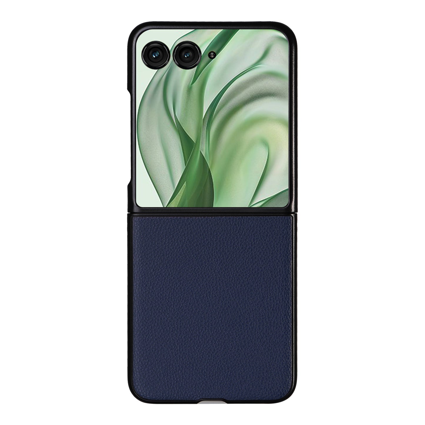 For Motorola Razr 50 Ultra 5G Case Litchi Texture Leather+Hard PC Phone Cover - Dark Blue