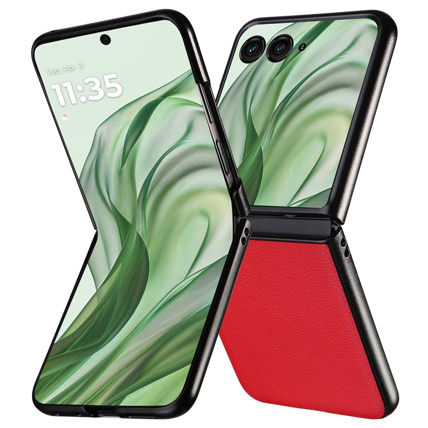 For Motorola Razr 50 Ultra 5G Case Litchi Texture Leather+Hard PC Phone Cover - Red