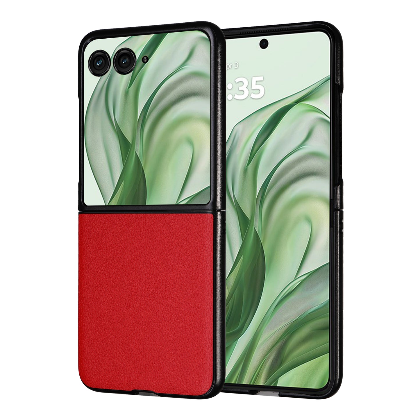 For Motorola Razr 50 Ultra 5G Case Litchi Texture Leather+Hard PC Phone Cover - Red