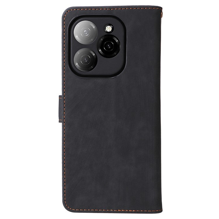For TECNO Spark 20 Pro 5G / KJ8 Case RFID Blocking PU Leather Wallet Phone Cover - Black