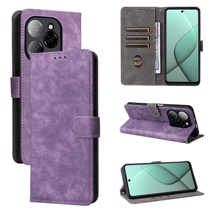 For TECNO Spark 20 Pro 5G / KJ8 Case RFID Blocking PU Leather Wallet Phone Cover - Purple