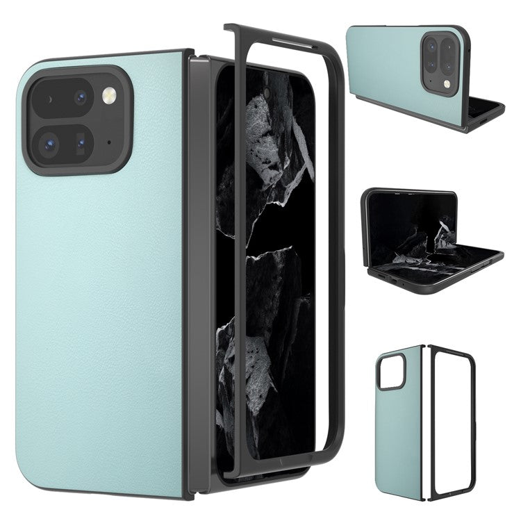For Google Pixel 9 Pro Fold 5G Case Anti-Scratch PU Leather Coated PC Phone Cover - Baby Blue