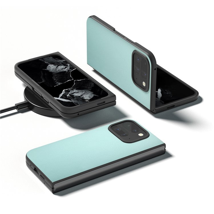 For Google Pixel 9 Pro Fold 5G Case Anti-Scratch PU Leather Coated PC Phone Cover - Baby Blue