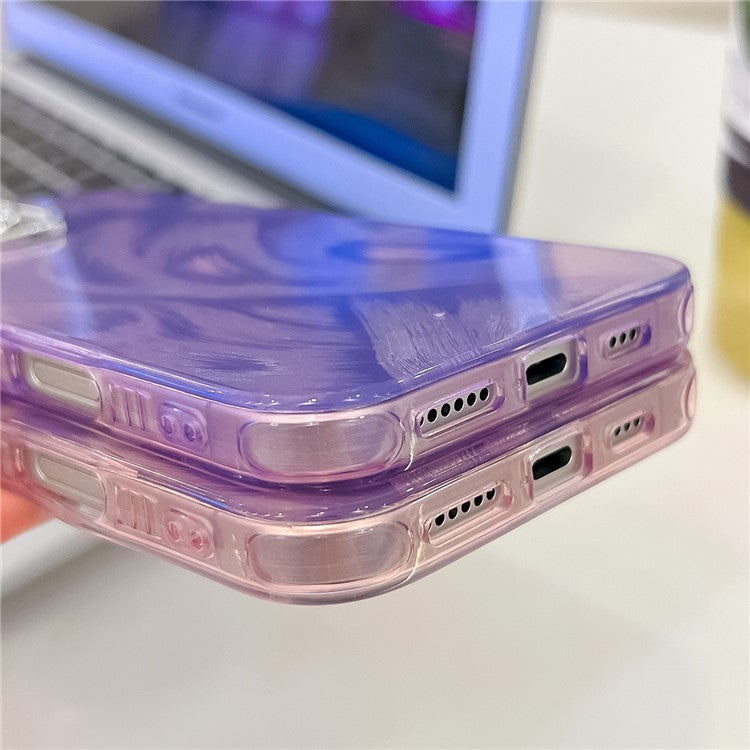 For iPhone 16 Pro Case IMD Design Shockproof PC+TPU Phone Cover with Glass Lens Film - Feather Yarn Pattern / Pink