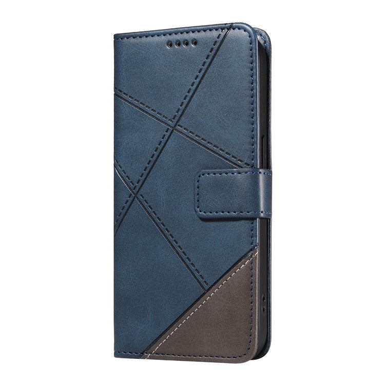 For Samsung Galaxy M35 5G Case Folding Stand Leather Geometric Wallet Phone Cover - Blue
