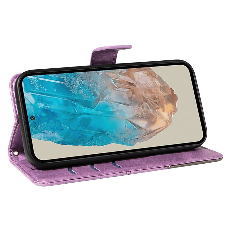 For Samsung Galaxy M35 5G Case Folding Stand Leather Geometric Wallet Phone Cover - Purple