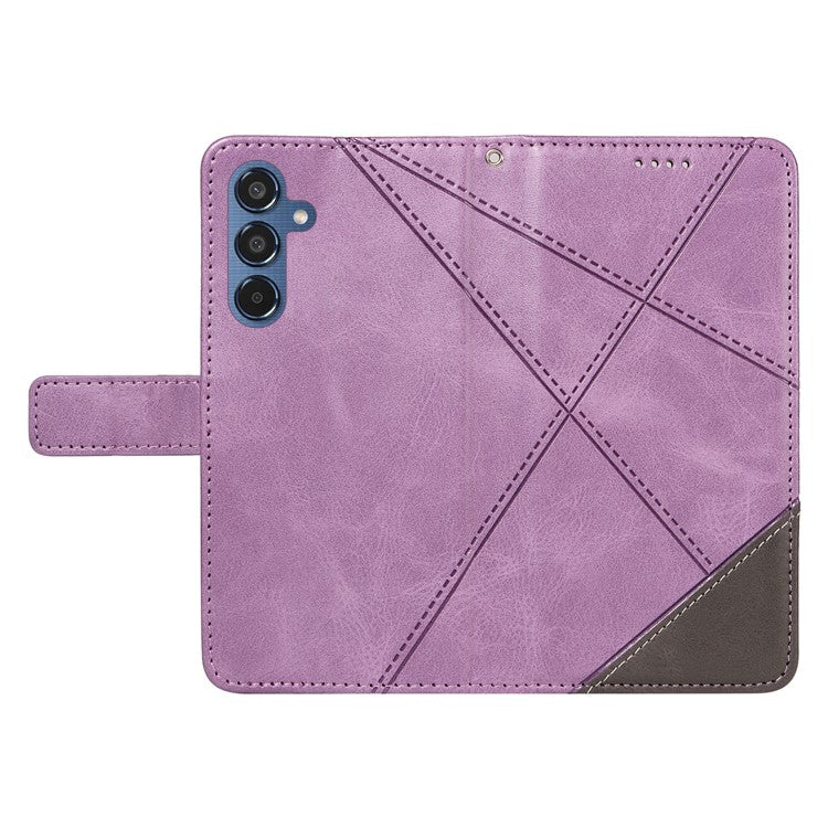 For Samsung Galaxy M35 5G Case Folding Stand Leather Geometric Wallet Phone Cover - Purple