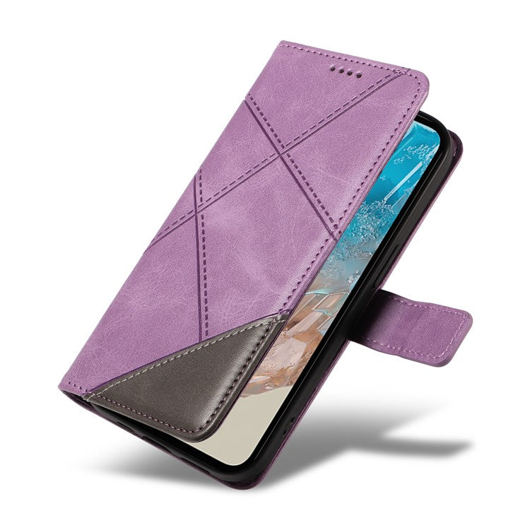 For Samsung Galaxy M35 5G Case Folding Stand Leather Geometric Wallet Phone Cover - Purple