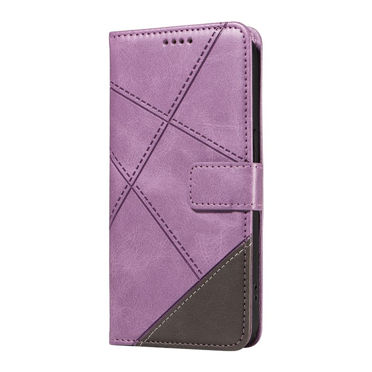 For Samsung Galaxy M35 5G Case Folding Stand Leather Geometric Wallet Phone Cover - Purple