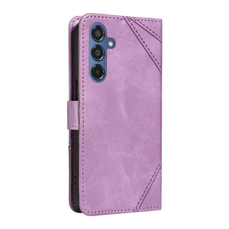 For Samsung Galaxy M35 5G Case Folding Stand Leather Geometric Wallet Phone Cover - Purple