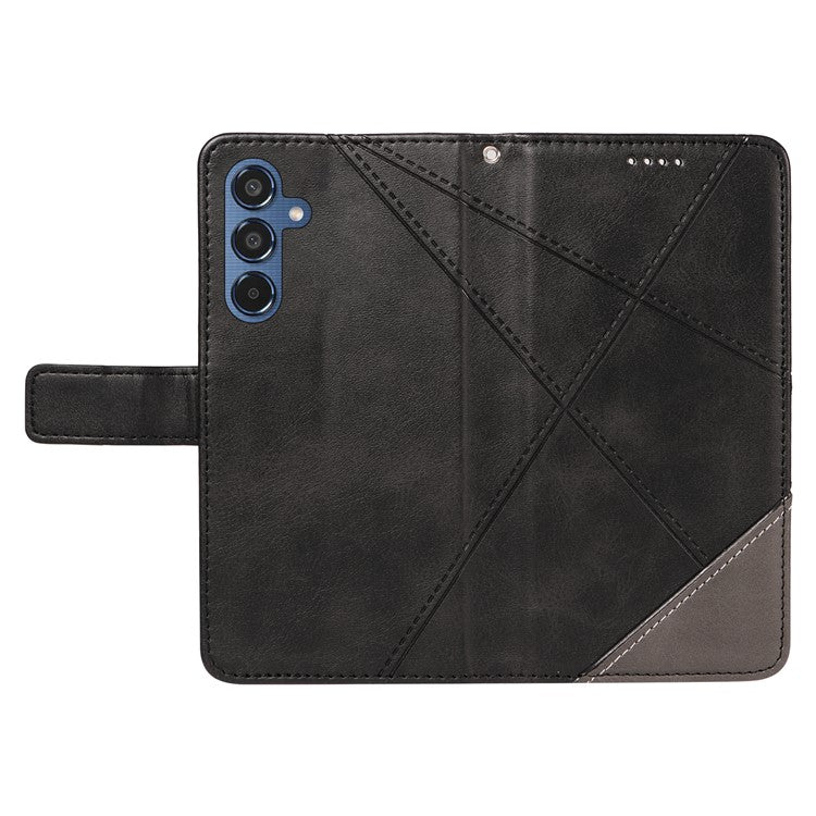 For Samsung Galaxy M35 5G Case Folding Stand Leather Geometric Wallet Phone Cover - Black