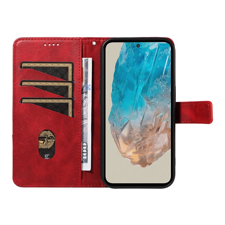 For Samsung Galaxy M35 5G Case Folding Stand Leather Geometric Wallet Phone Cover - Red