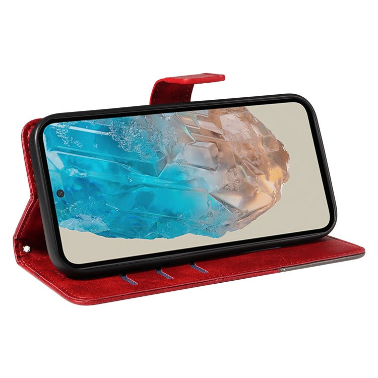 For Samsung Galaxy M35 5G Case Folding Stand Leather Geometric Wallet Phone Cover - Red