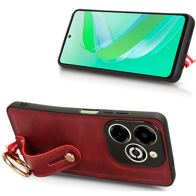 For Infinix Smart 8 Plus / 8 Pro 4G Phone Case Wristband Kickstand Leather+PC+TPU Cover - Red