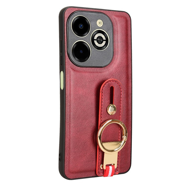 For Infinix Smart 8 Plus / 8 Pro 4G Phone Case Wristband Kickstand Leather+PC+TPU Cover - Red