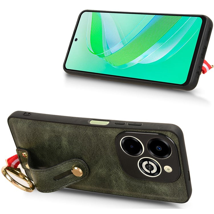 For Infinix Smart 8 Plus / 8 Pro 4G Phone Case Wristband Kickstand Leather+PC+TPU Cover - Green
