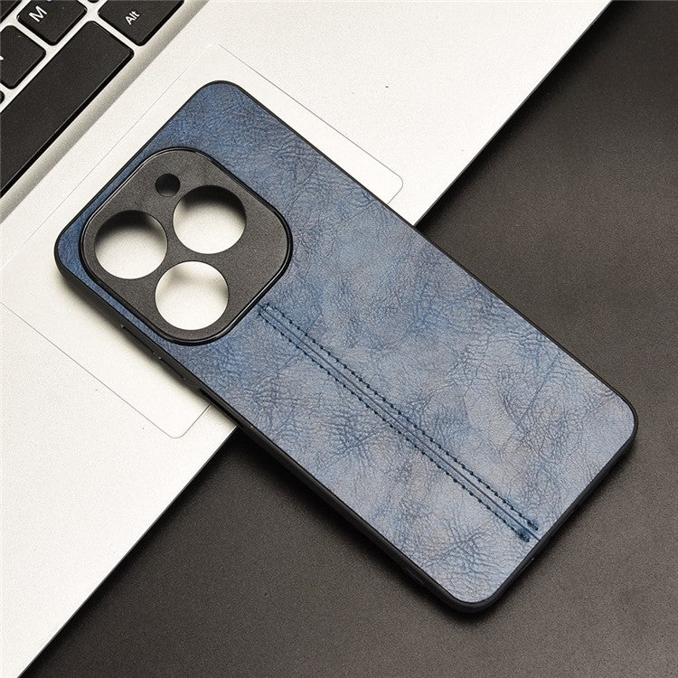 For Infinix Smart 8 Plus / 8 Pro 4G Case Stitching Line PU Leather+PC+TPU Phone Cover - Blue