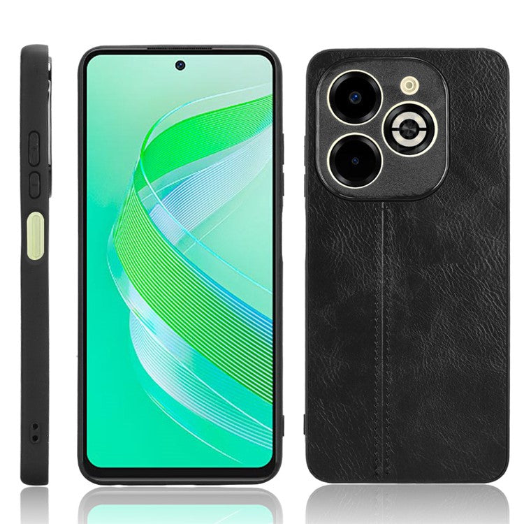 For Infinix Smart 8 Plus / 8 Pro 4G Case Stitching Line PU Leather+PC+TPU Phone Cover - Black