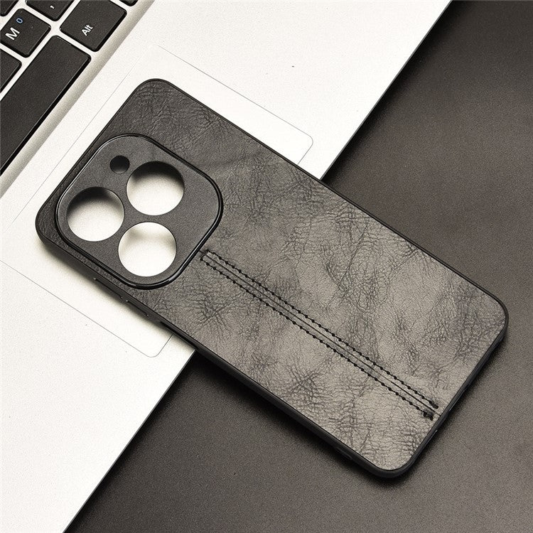 For Infinix Smart 8 Plus / 8 Pro 4G Case Stitching Line PU Leather+PC+TPU Phone Cover - Black