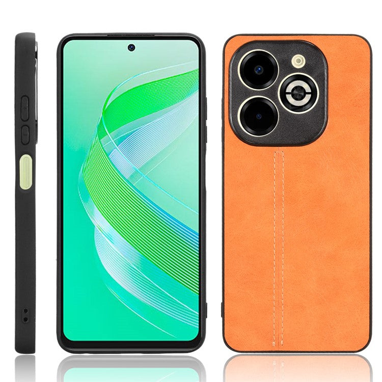 For Infinix Smart 8 Plus / 8 Pro 4G Case Stitching Line PU Leather+PC+TPU Phone Cover - Orange